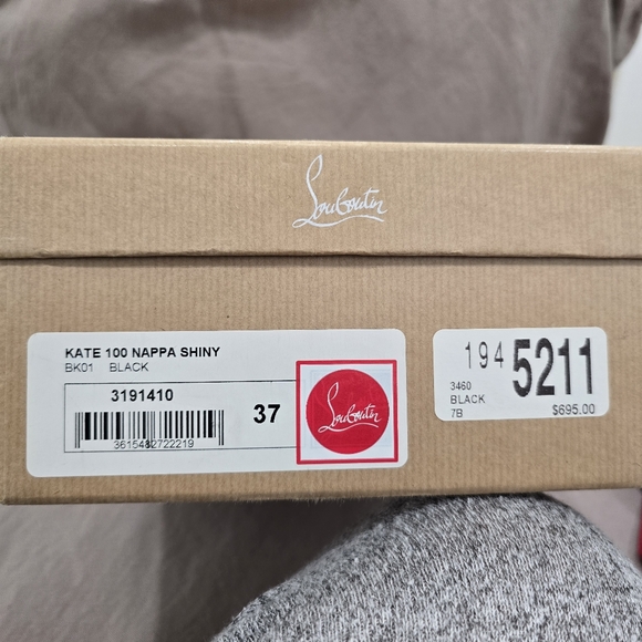 Christian Louboutin Kate 100 Nappa Leather Black Pointy Toe Pumps Heels Size 37 - Picture 10 of 12